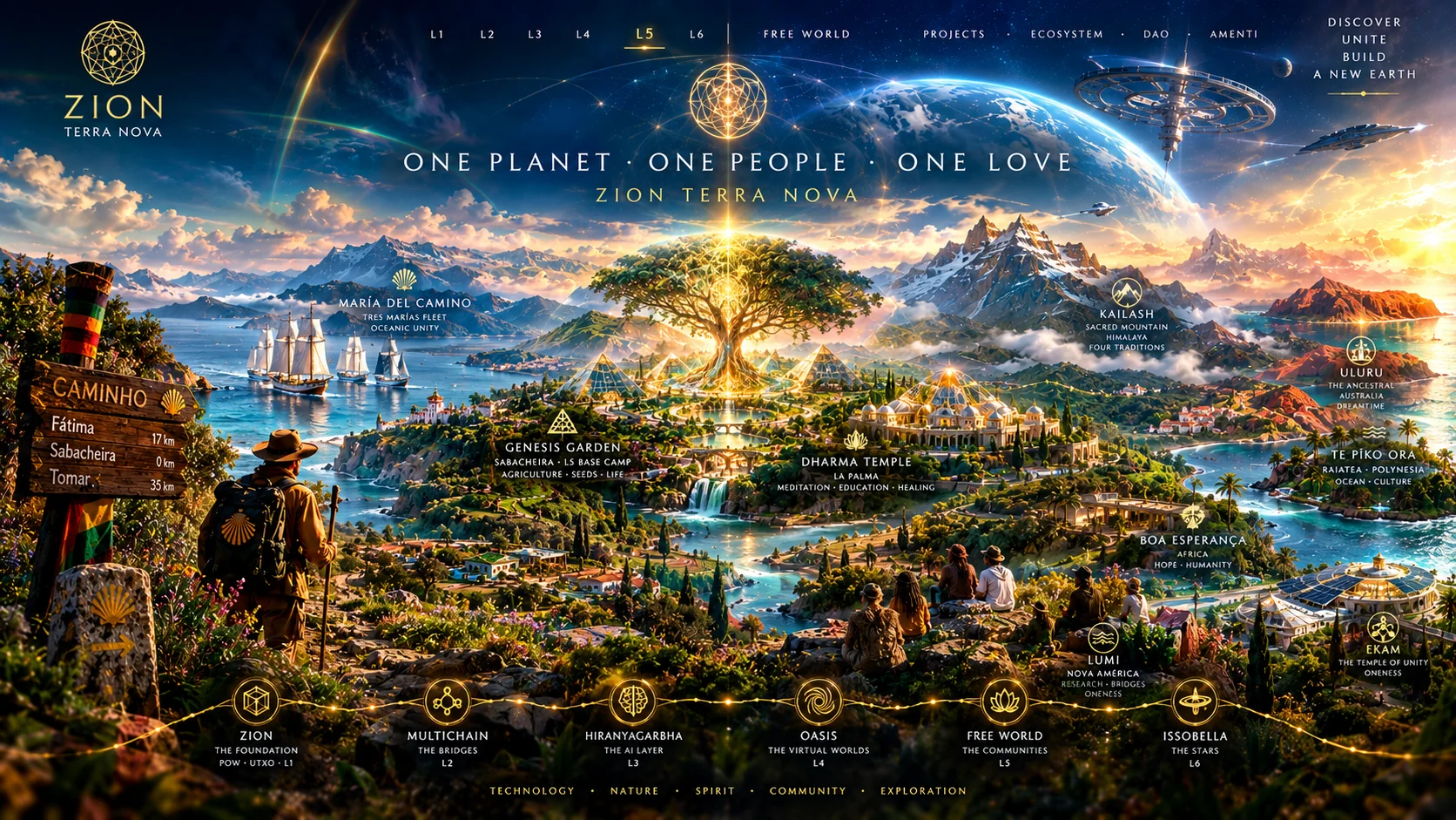 Mapa L5 Free World — dvanáct bodů a vrstvy L1–L6